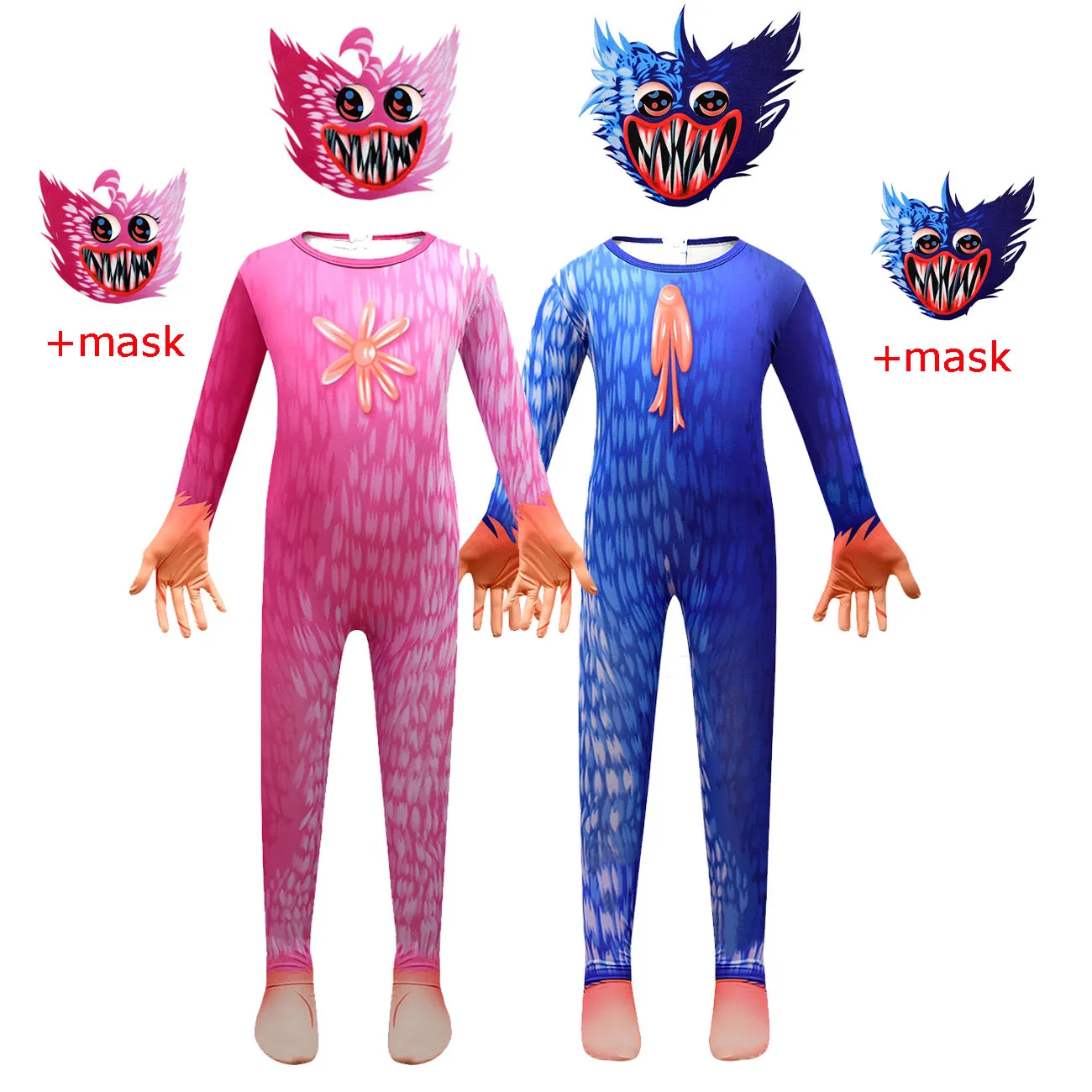 

New Kids poppy playtime Game Cosplay Costume+Mask Boys Girls Anime Funny Party Bodysuit Halloween Carnival Fancy Dress Jumpsuits