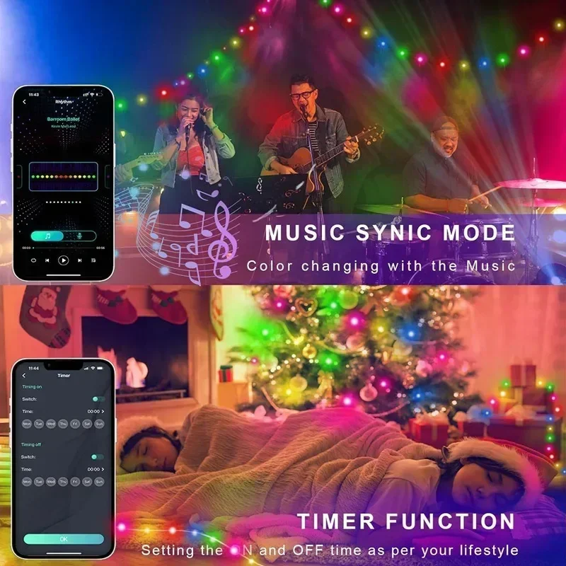 RBGIC Light String DIY гирлянды App Contronl Bluetooth Connect Lights для новогодних рождественских