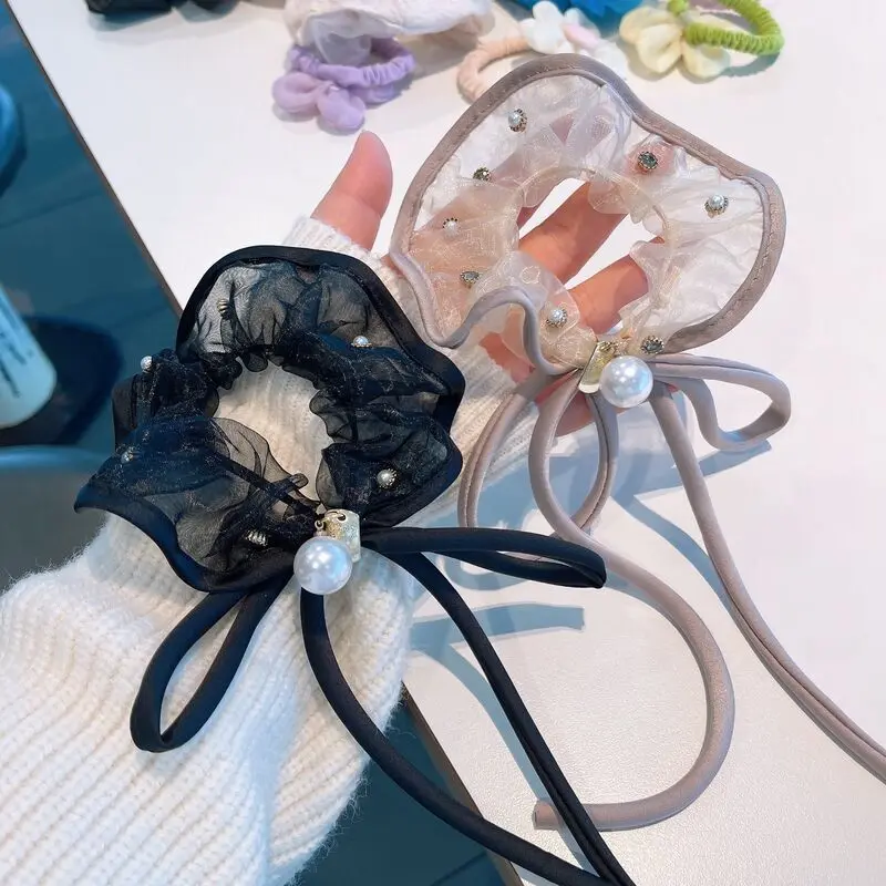 

Korean Version of Gauze Fashion Design Sense Retro Ribbon Temperament Simple Daily Hair Ring Hair Tools Hair Braids