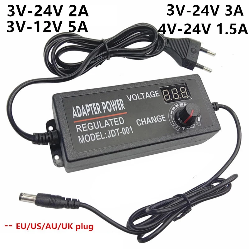 Adaptador de corriente ajustable para viaje, fuente de alimentación Universal AC/DC 220v...