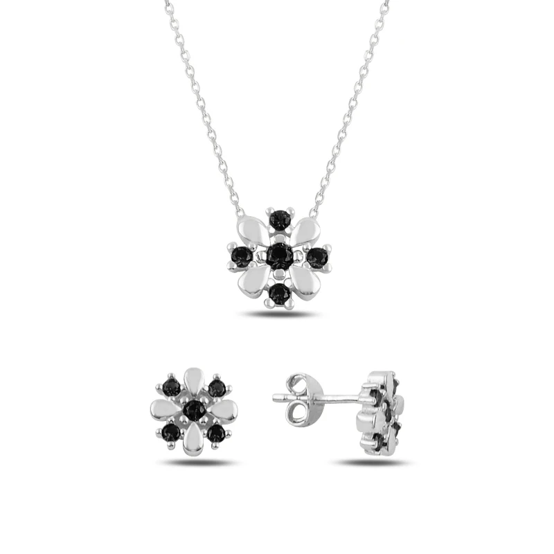 

Серебряный красочный циркониевый цветочный набор Silverlina