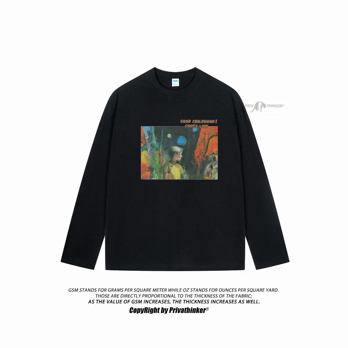 

Мужская хлопковая футболка с длинным рукавом, с рисунком масляной живописи