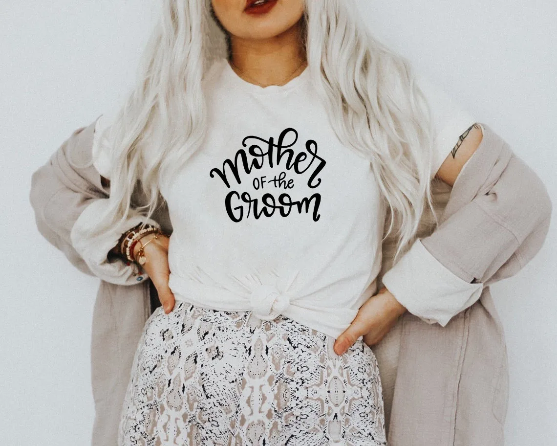 

Mother of The Groom Letter Print Women's Summer Fashion T Shirt Marry T Shirt Wedding Party T Shirt Female Casual T-shirt