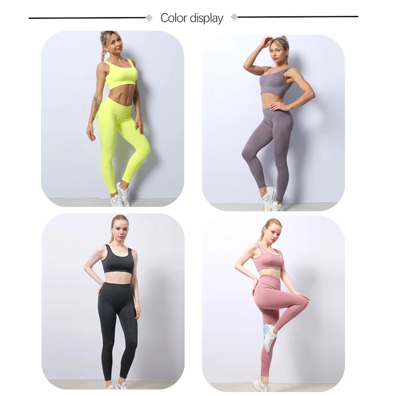 2/3 Pcs Women Seamless Yoga Suits Set Sportswear Gym Workout Wear Short Bra Leggings Tops Long Sleeves Yoga Wear