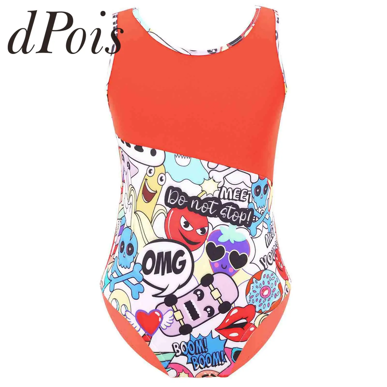 

Оранжевый Цельный купальник для девочек; Детский комбинезон без рукавов с красочным рисунком; Купальный костюм для детей