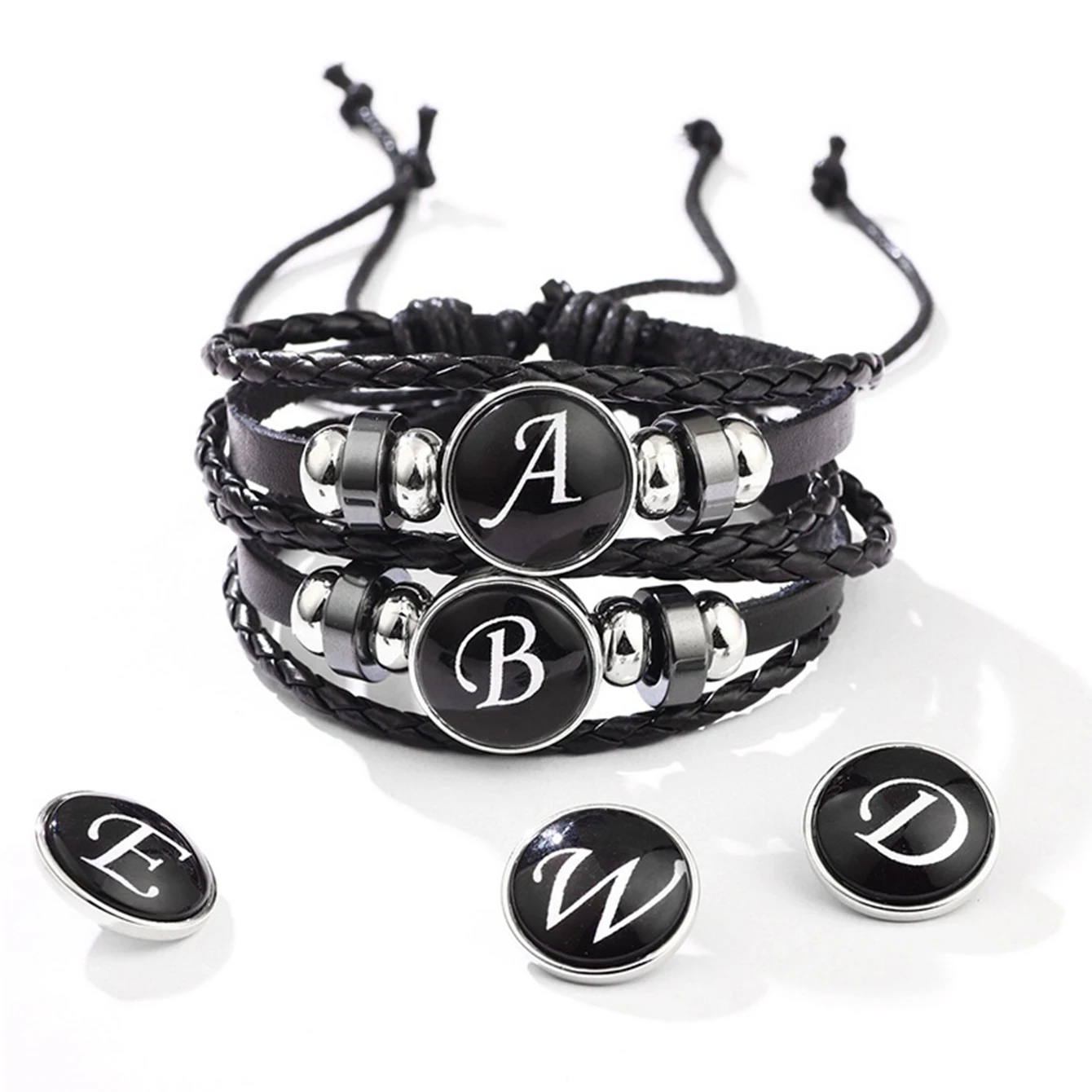 Новые кожаные браслеты с английскими буквами A-Z 26 начальный кабошон стекло