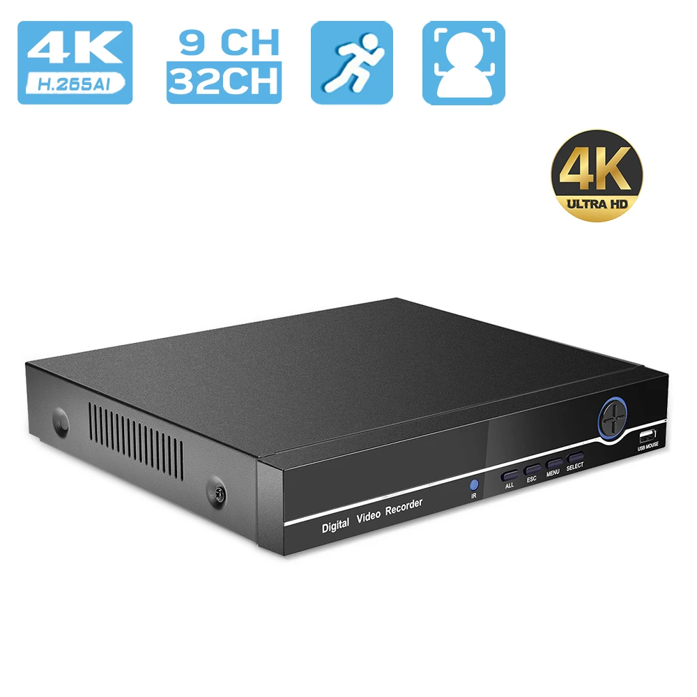 BESDER Видеорегистратор H.265 Max 4K 16CH 4K/ 9CH 32CH видеорегистратор системы безопасности
