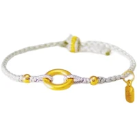 1pcs pure 999 24k yellow gold men women tconcentric circles fu lotus bracelet fine jewelry