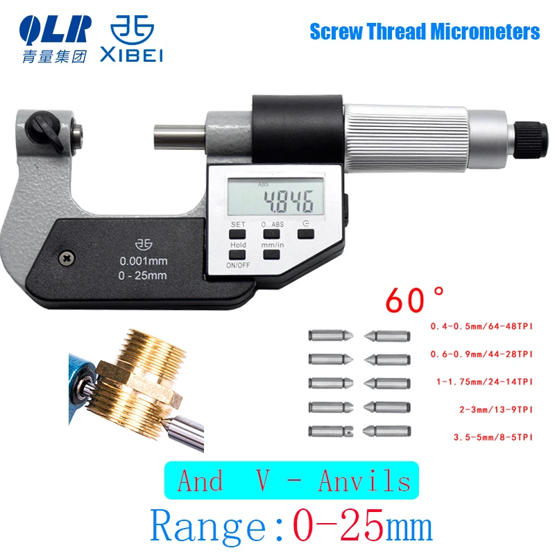 

Цифровой микрометр Xibei с винтовой резьбой 0-100 мм