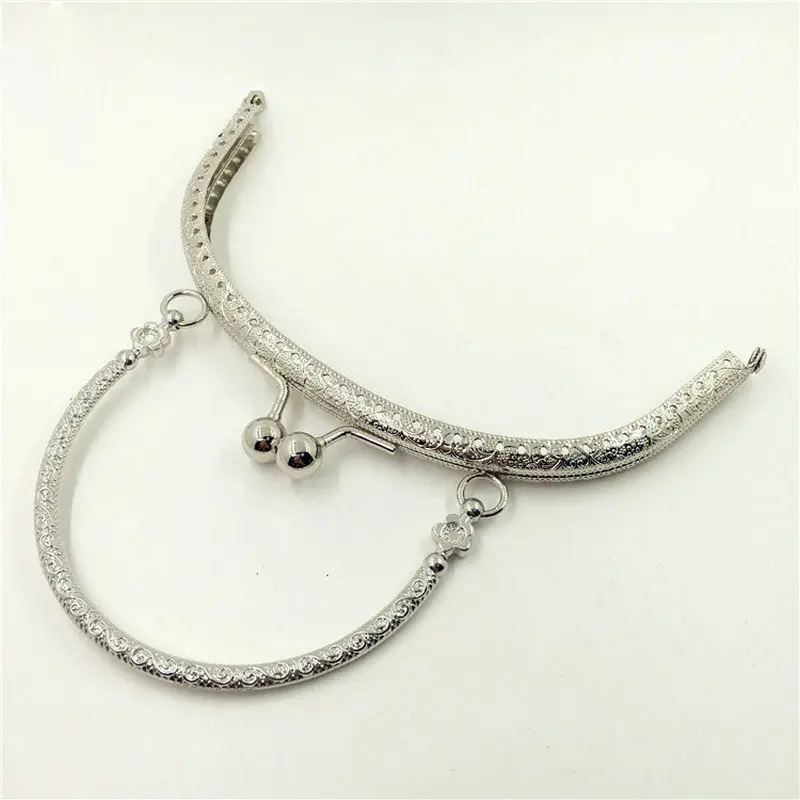 10pcs 16.5cm Metal Clasps Purses Frame Embossed Handles for Handbags Kiss Lock DIY Crafted Silver Tone Bag Accessories