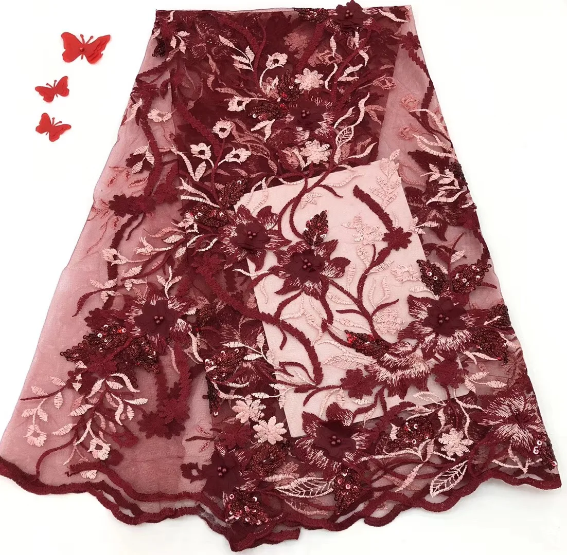 

Hot Sale Latest design 2021 High quality nigerian french net lace fabric african cord lace fabric for party dress RF214