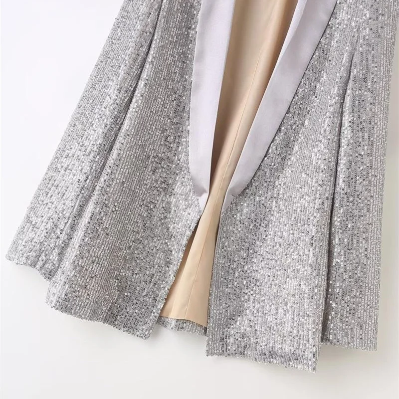 Женский пиджак с блестками розовый серебристый черный длинным рукавом и