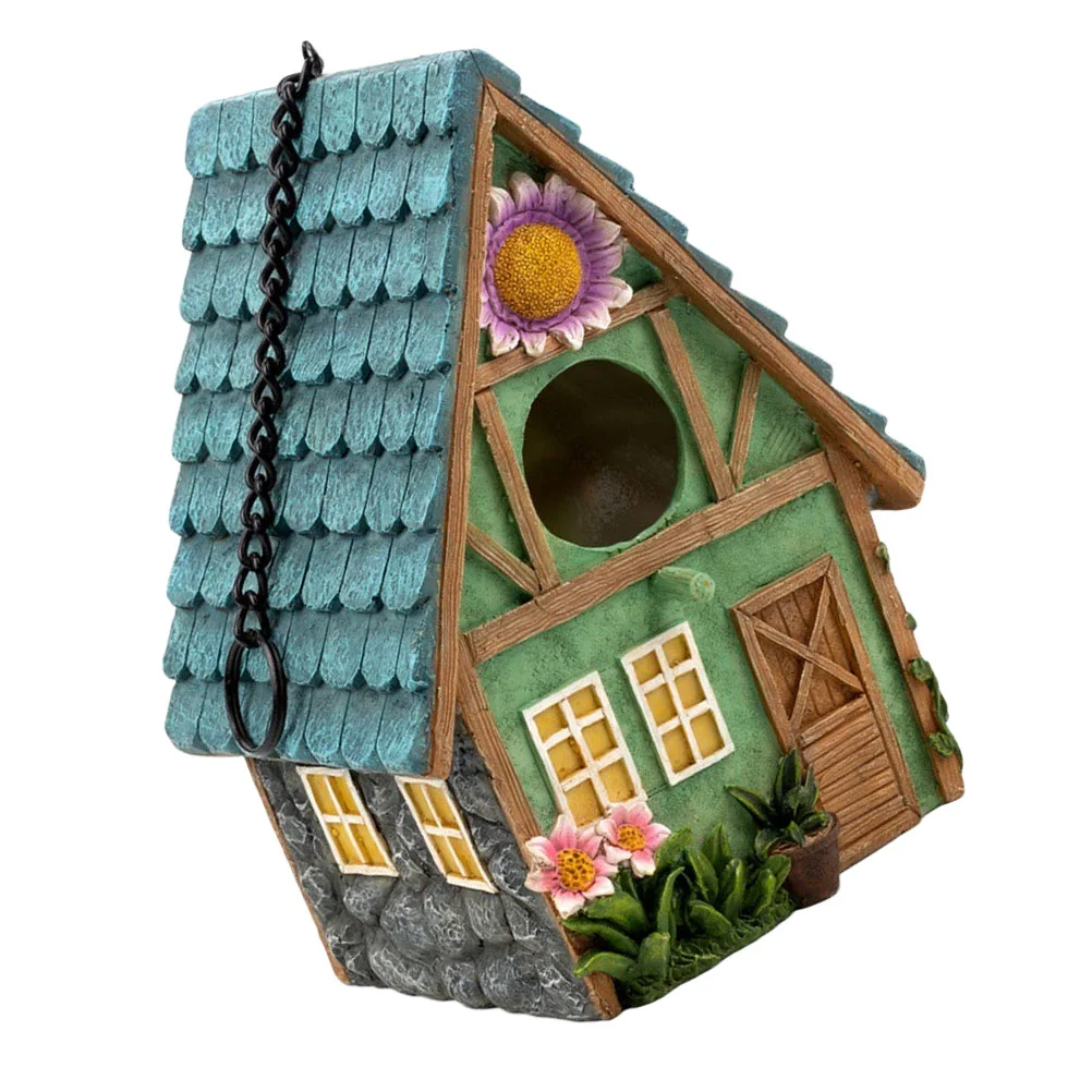 

1Pc Parakeet Cage Garden Statue Birdhouse Hanging Decorative Birdhouse Handcrafted Birdhouses Bird Hut Resin Bird House