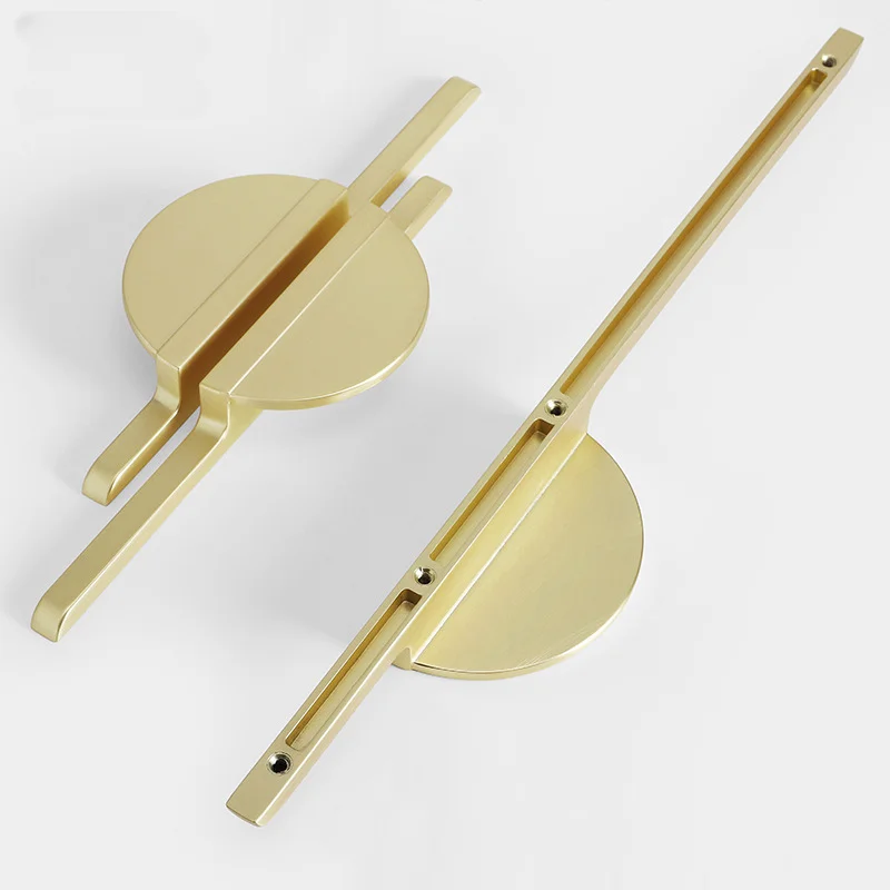 

1pcs Modern Gold Handle Drawer Pulls KnobsGrey Round Door 64mm 288mm Cupboard Furniture Handles Hardware 301