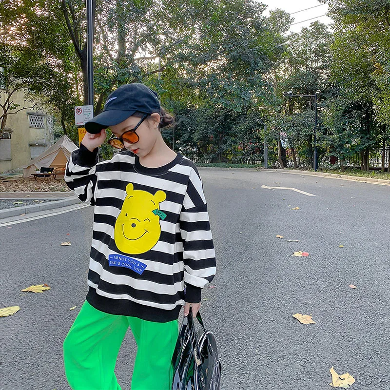 

Children's clothing girls striped long-sleeved T-shirt spring and autumn 2022 new style cotton bottoming shirt loose top