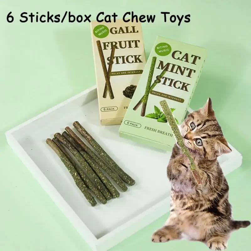 6 Sticks/box Cat Chew Toys Natural Silver Vine Catnip Toy Sticks Kittens Teeth Cleaning Safe Cat Stick Treat For Cats Of All Age