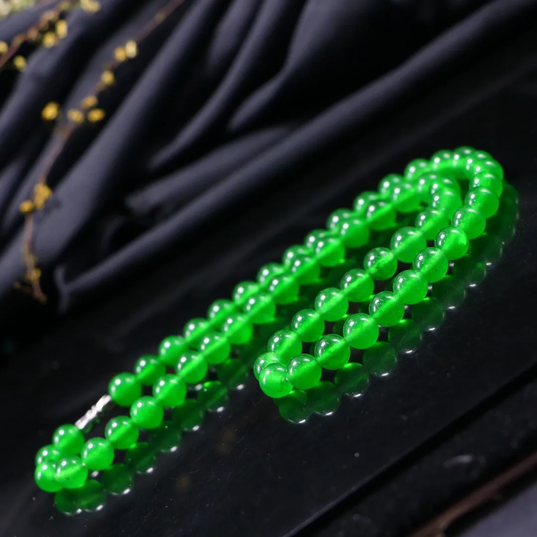 

Natural Green Jade Beaded Necklace Women Fine Jewelry Accessories Genuine Myanmar Jadeite High Ice Grade A Burma Jades Necklaces