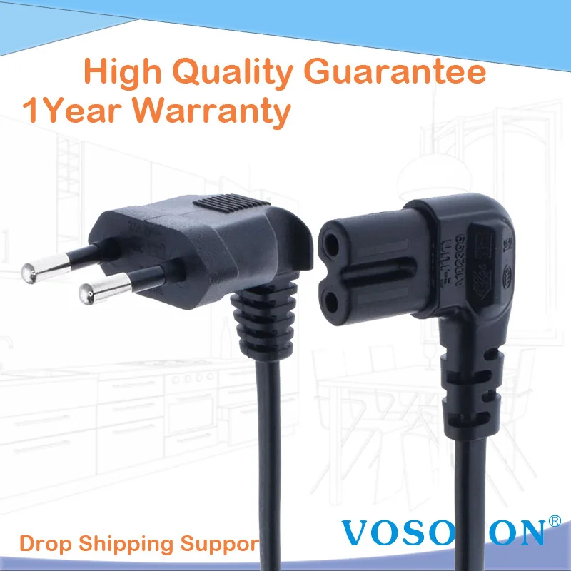 Figure 8 C7 replacement AC power cord EU Euro type angled 90