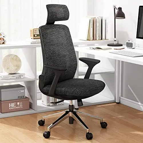 

Офисное кресло для дома, эргономичное настольное кресло с подлокотниками/поясничной поддержкой/сетчатой спинкой/регулируемым подголовником и высотой/колесами, для компьютера