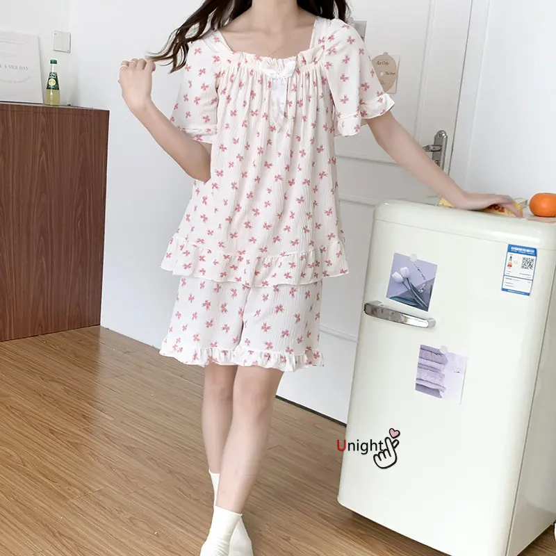 New Pyjamas For Women's Summer Short Sleeves Home Clothes Pajama set women Pajamas Female Large Size 6XL 2 Pieces Set Nightwear