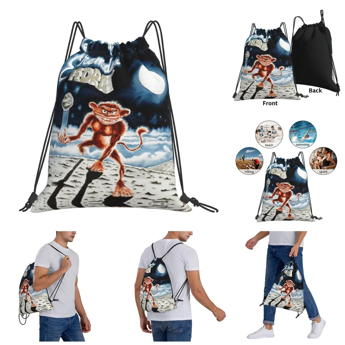 

Extremoduro Pedra Delantera Por Ramone Drawstring Bags Gym Bag Casual Graphic Backpack Funny Joke Drawstring Backpack