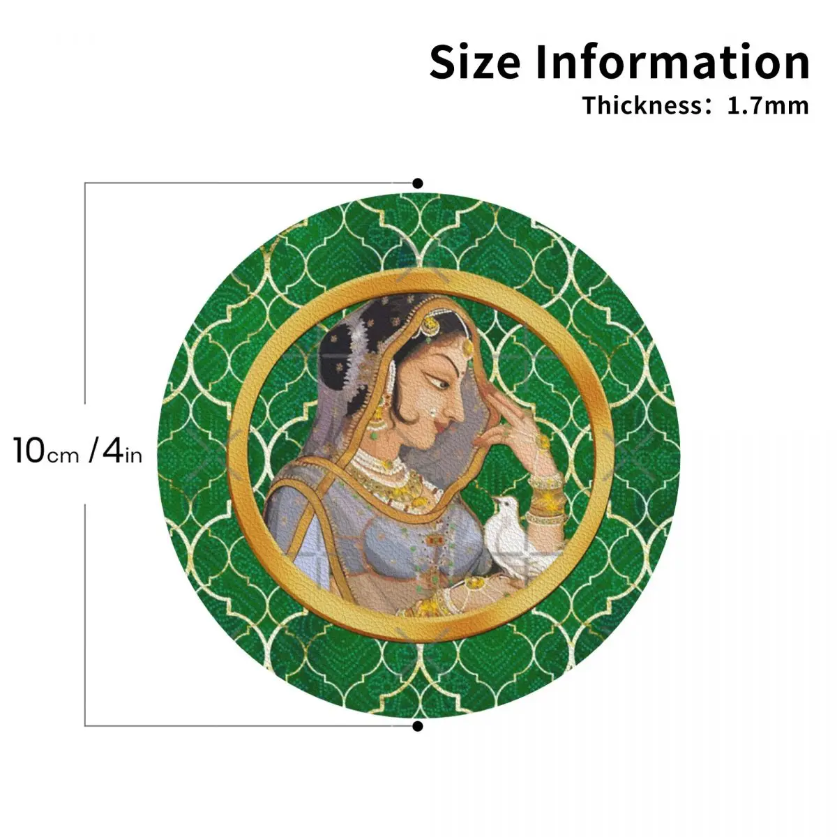 INDIAN RAJASTHANI QUEEN — кожаные подставки LEAF GREEN для кухонного бара (4 шт. в упаковке)