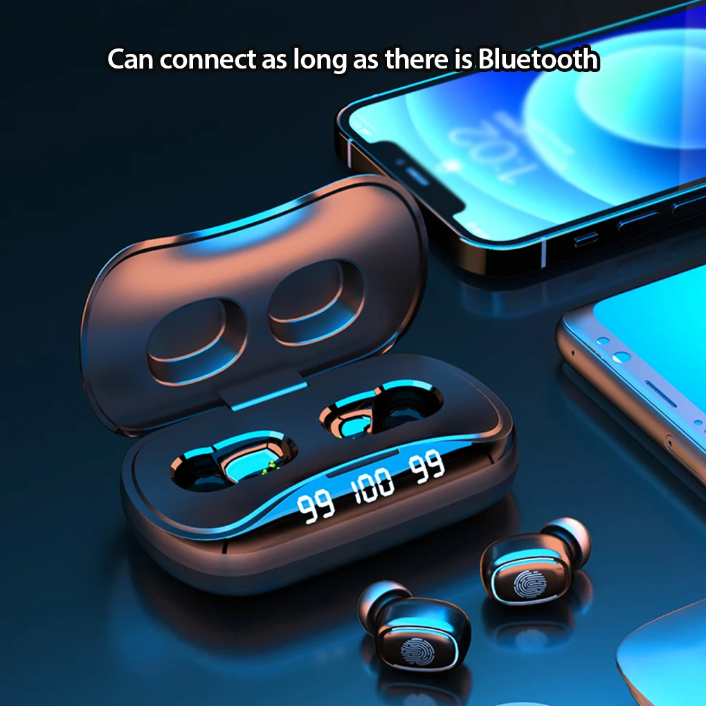

1 Pair Earbuds Wireless Bluetooth-compatible IPX5 Waterproof Sport Earphones Fitness Hands-free Sound with Microphone