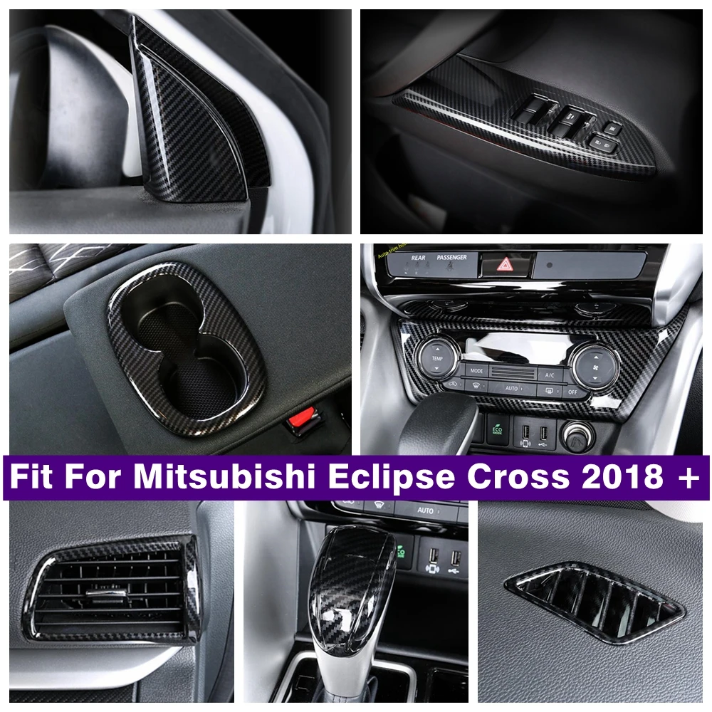 

Carbon Fiber Interior Accessories Gear Head Glass Lift Button Air AC Panel Cover Trim For Mitsubishi Eclipse Cross 2018 - 2022