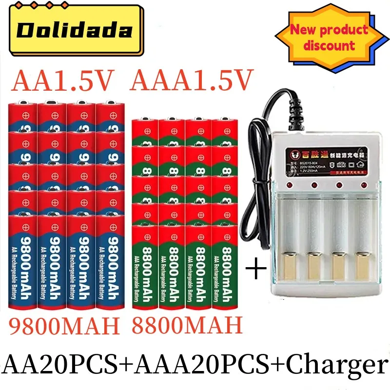 

Charging cycle battery 1.5V AA9800MAH AAA8800MAH+Charger is suitable for batteries such as electric toy clock remote control