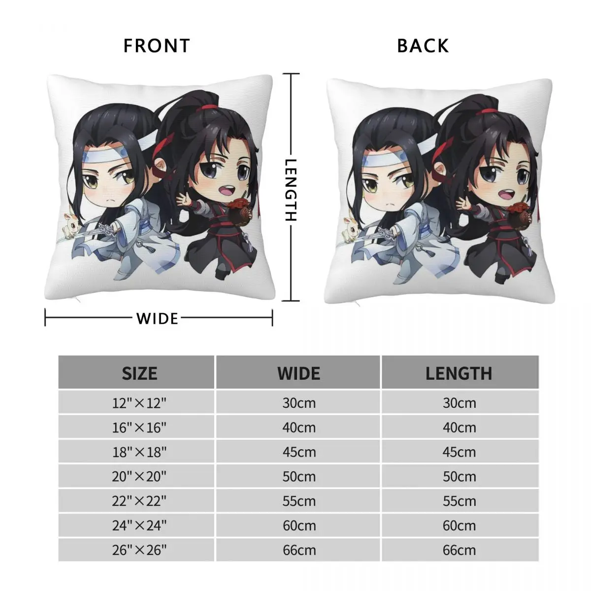 Квадратная наволочка Mo Dao Zu Shi Lan Wangji Wei Wuxian полиэфирная льняная бархатная