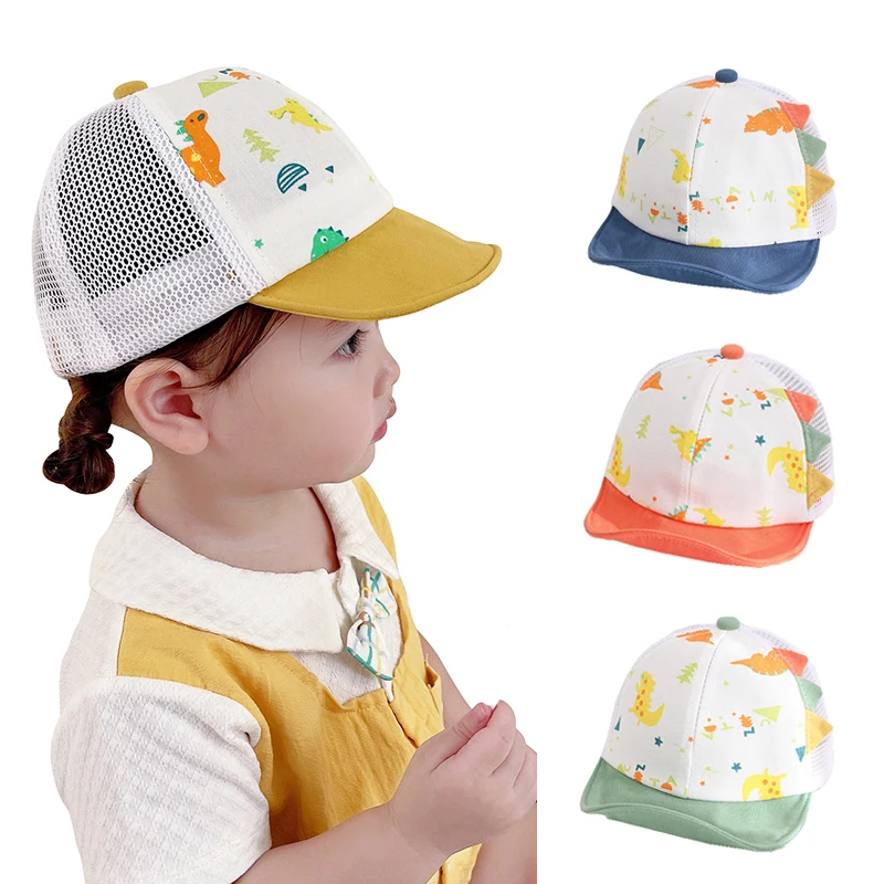 

Dinosaur Baby Baseball Cap Mesh Summer Baby Sun Hats for Boys Girls Adjustable Toddler Cap Infant Kids Accessories 1-3Y