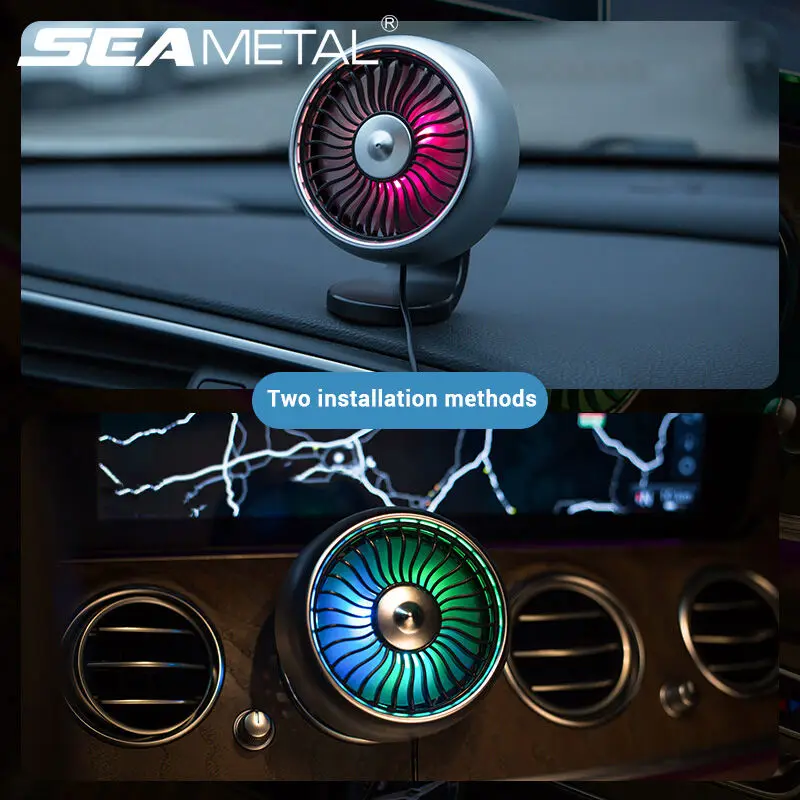 

Car Backseat Usb Cooling Fan Atmosphere Lamp Car Air Cooler Vent Clip Adjustable Super Cool Three Grade Wind Speed Auto Mini Fan