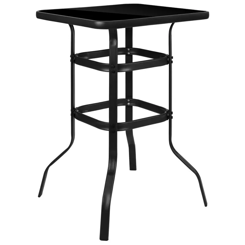 

Barker 27.5" Black Tempered Glass Height Metal Patio Table