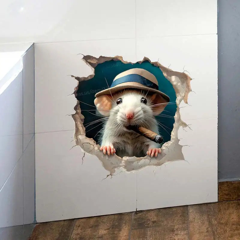 Наклейка на стену в виде мультяшной мыши