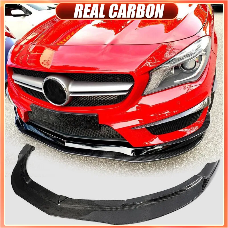 Фото Для Mercedes-Benz W117 C117 CLA250 CLA45 2014-15: Накладки-сплиттеры на передний бампер из настоящего карбона, аксессуары для автомобиля №1