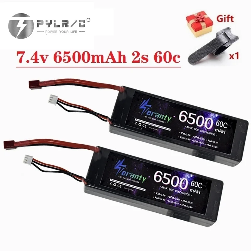 

Upgrade 6500mAh 7.4V 60C Lipo Battery Hard Case Compatible RC Car Losi TR Slash Buggy With T XT60 XT90 2P Plug 2S 7.4V Battery