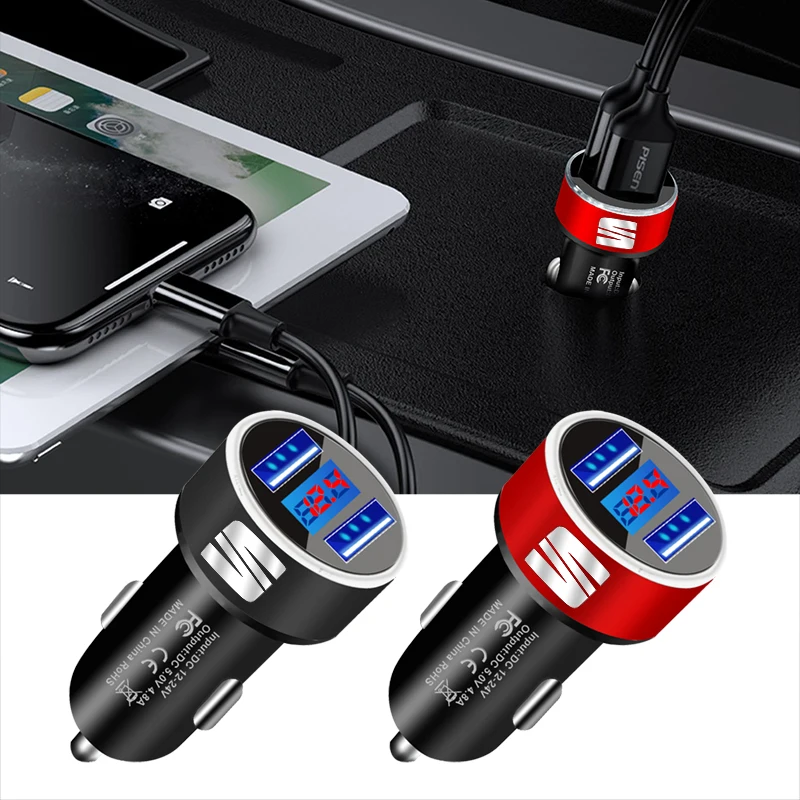 

New Car USB Charger Cigarette Lighter For iPhone 11 13 Pro Realme POCO For Seat Leon Altea Ibiza Toledo Cordoba Arona Ateca Exeo