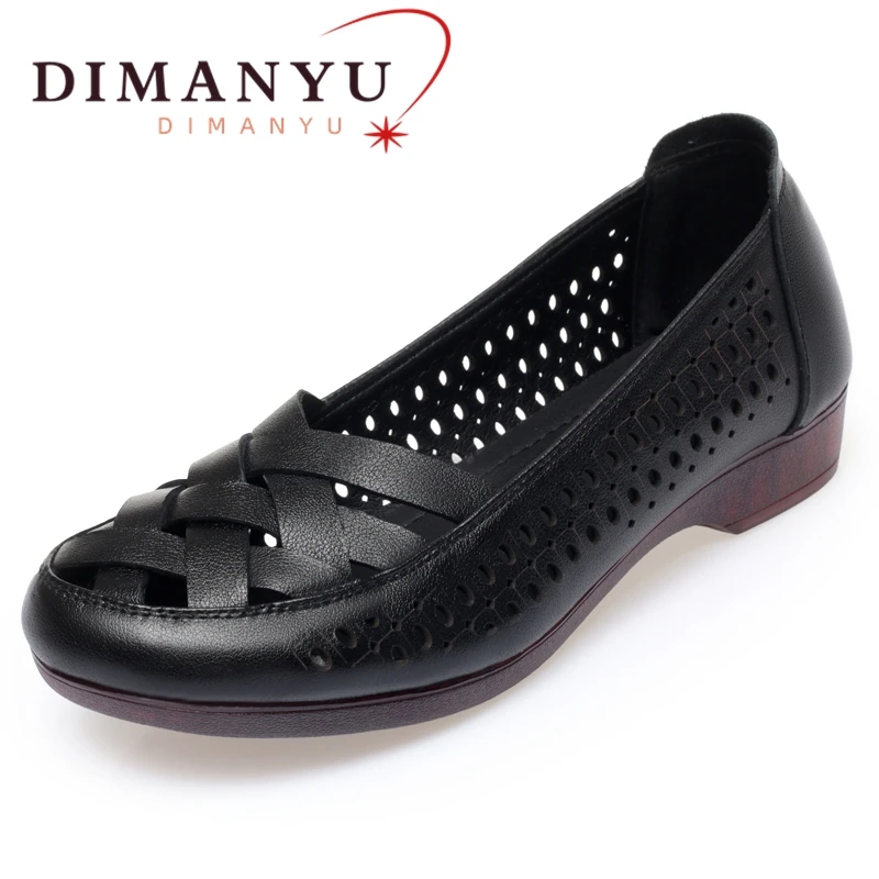 DIMANYU Shoes Women Cutout 2023 New Genuine Leather Women's Summer Shoes Hole Shoes Large Size 41 42 43 Women's Shoes