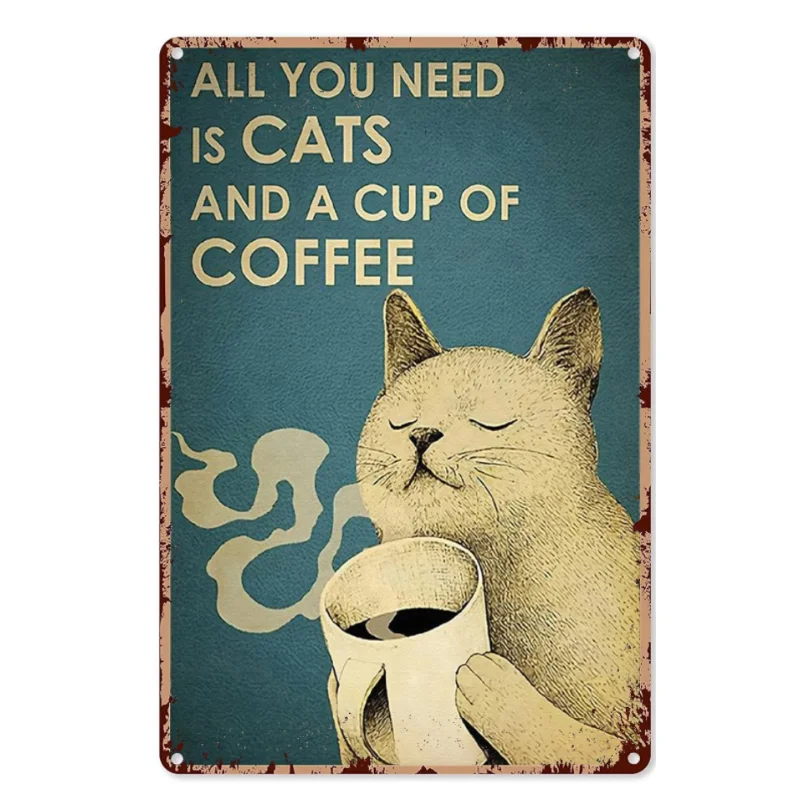 

Забавная кошка, винтажная металлическая вывеска, искусство, домашнее украшение для гостиной, зоомагазина, Настенный декор, домашний декор
