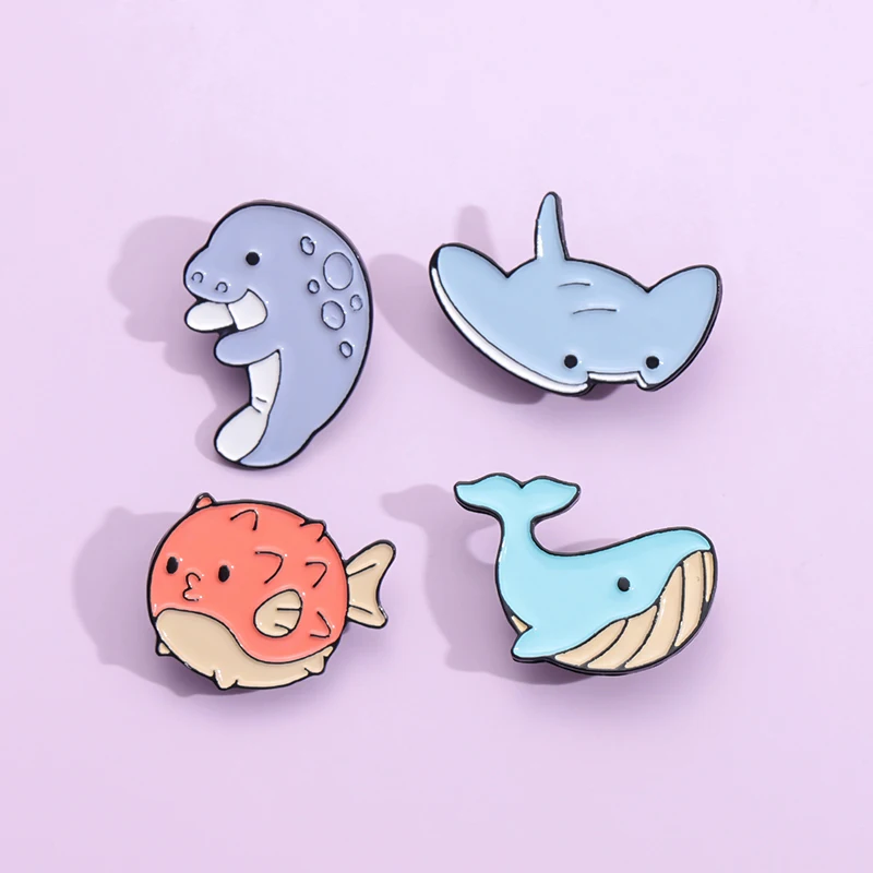 

Sharks and Whales Enamel Pins Cartoon Marine Animals Brooches Lapel Badge Wholesale Pin Hat Clothes Backpack Pins Jewelry Gift
