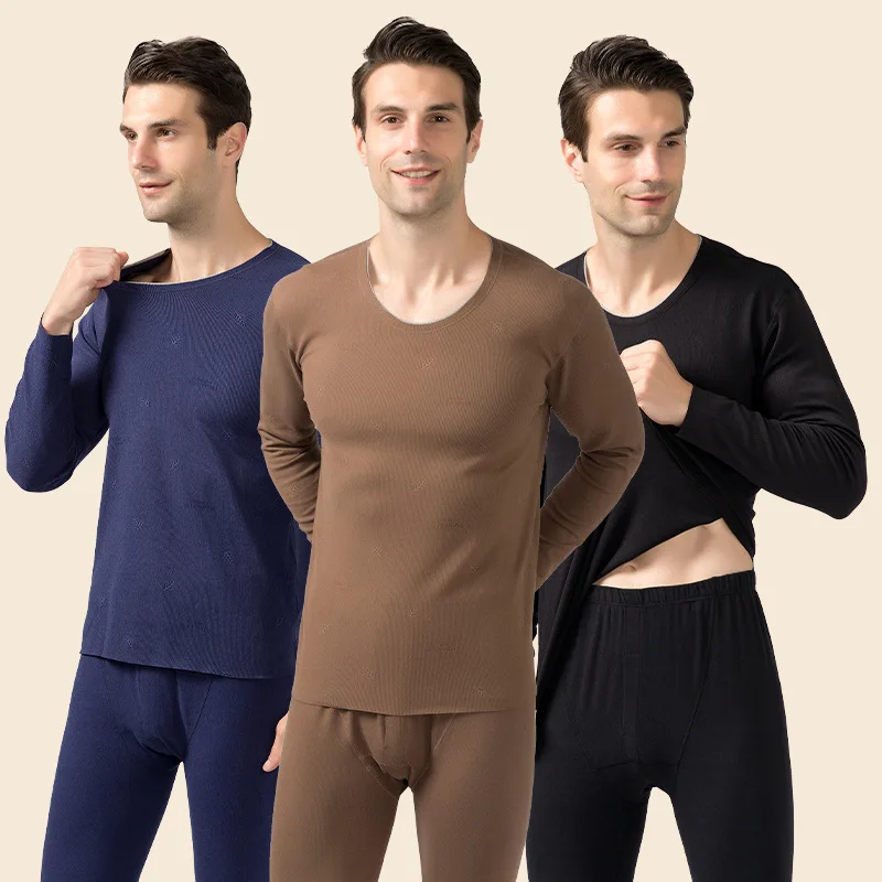 Winter Mens Non-marking Thermal Underwear Set Man Skin-friendly Comfortable Thermo Clothing Quick-heating Long Johns With Wool