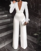 long sleeve jumpsuit women solid color tight high elastic mesh splicing nightclub sexy jumpsuit rompers womens overalls