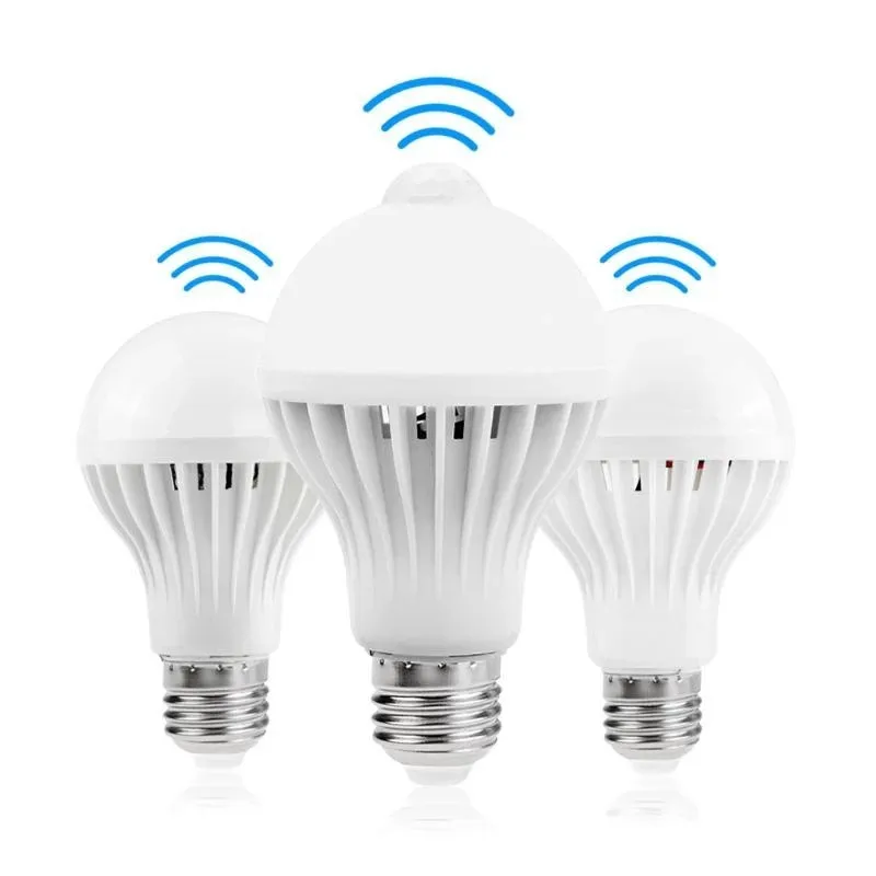 Светодиодная лампа с датчиком движения PIR 3W 5W 220V 7W 9W 12W Автоматическая умная