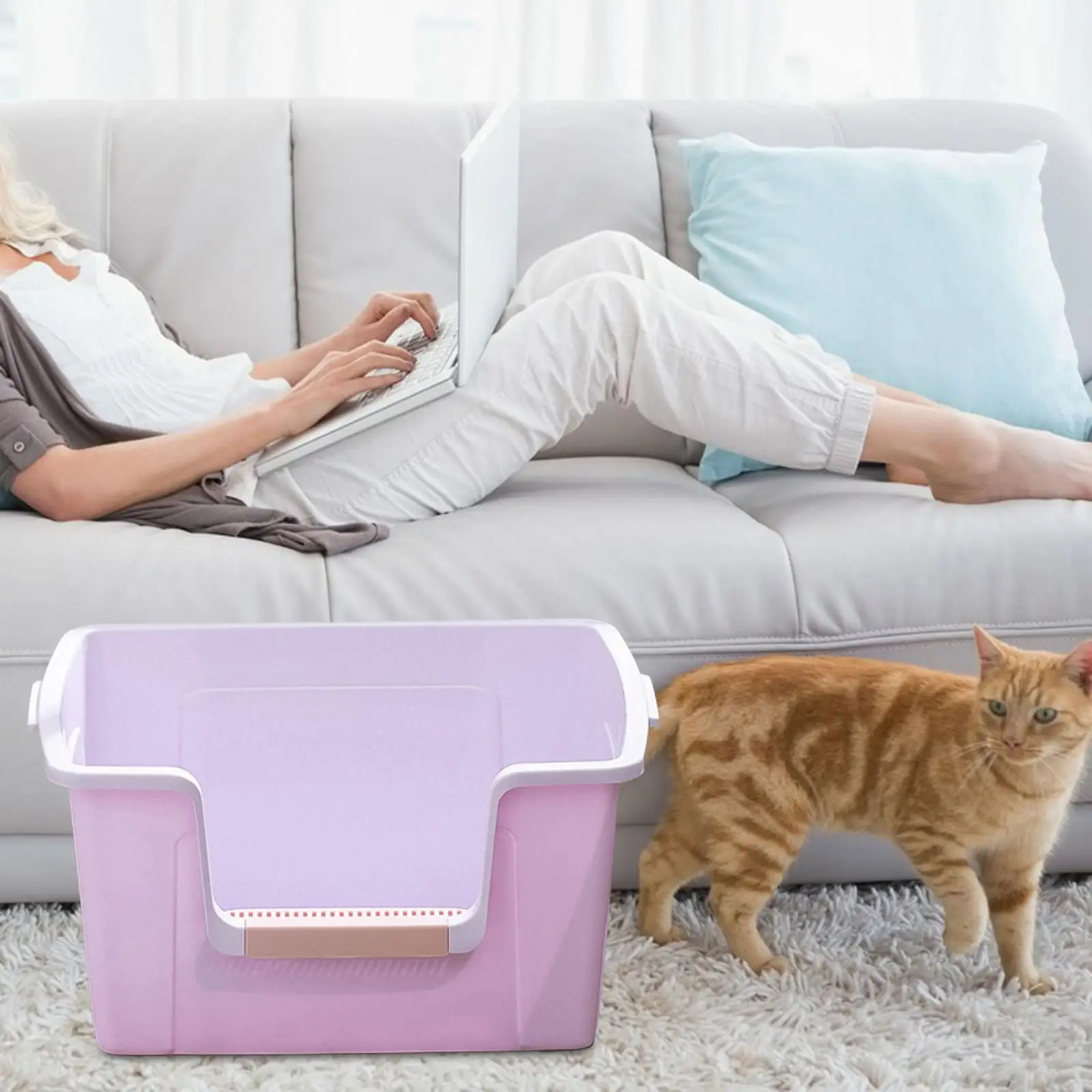 Cat предотвращает утечку песка с ручками большой песочный ящик глубокий туалет