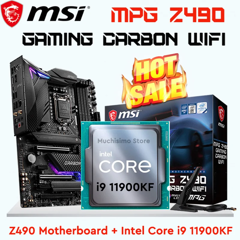 

i9 11900KF CPU MSI Z490 GAMING CARBON WIFI 1200 Motherboard Kit LGA 1200 DDR4 128GB + i9 11900KF CPU Combo 1200 Z490 Mainboard