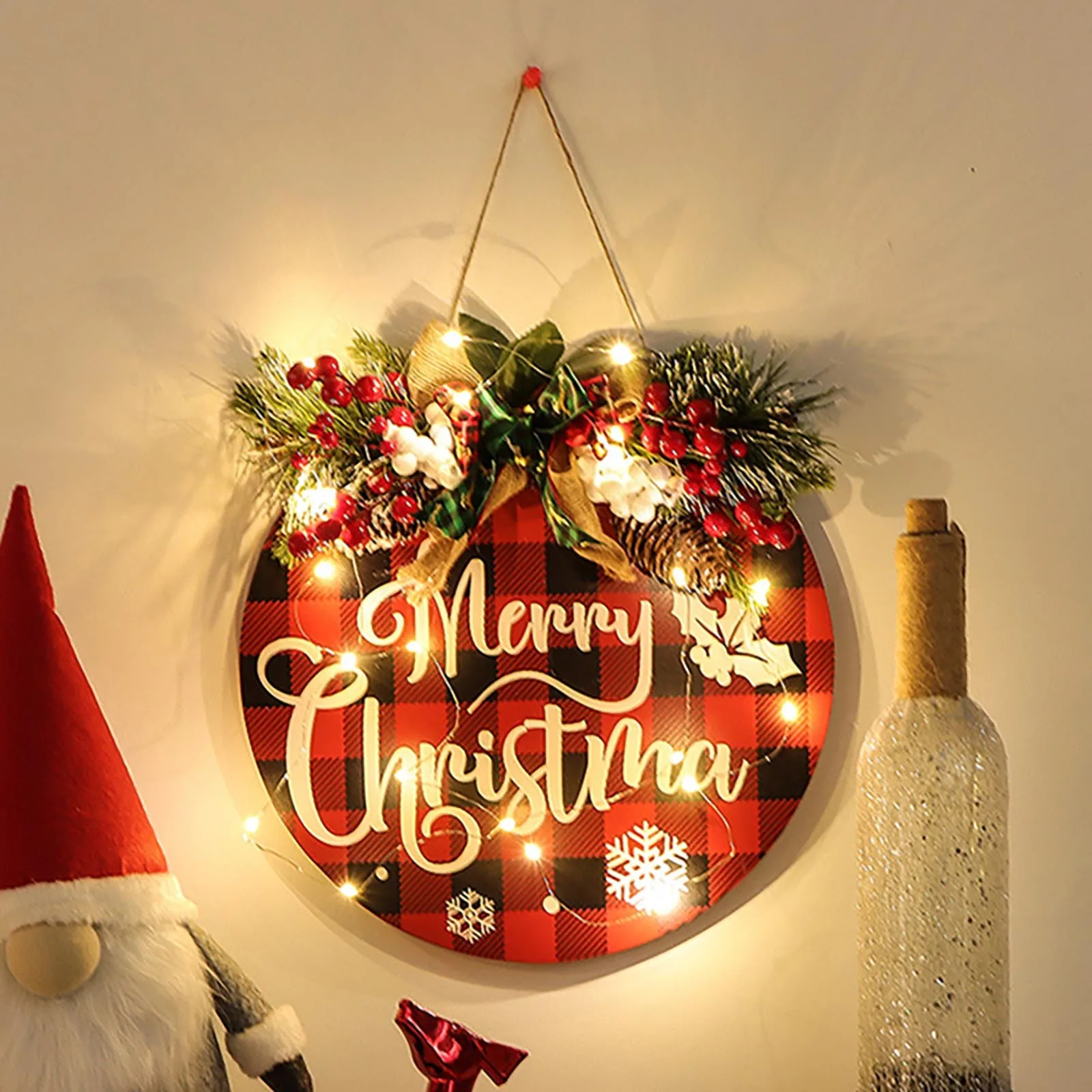 

Домашний Рождественский декоративный ночник «сделай сам», деревянная вывеска, 20 головок лампы, деревянный бант, добро пожаловать на фестив...