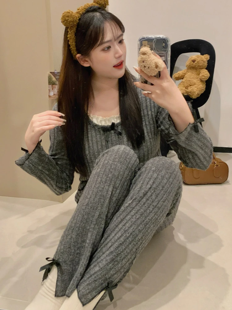 Женские пижамные комплекты с нагрудными подушечками шикарный дизайн бантом и