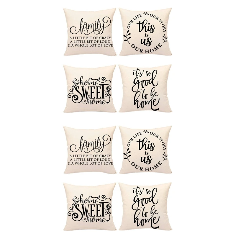 

8X Farmhouse Decoration Pillow Covers Family Saying This Is US Our Home Cushion Case For Sofa Couch Porch Decor