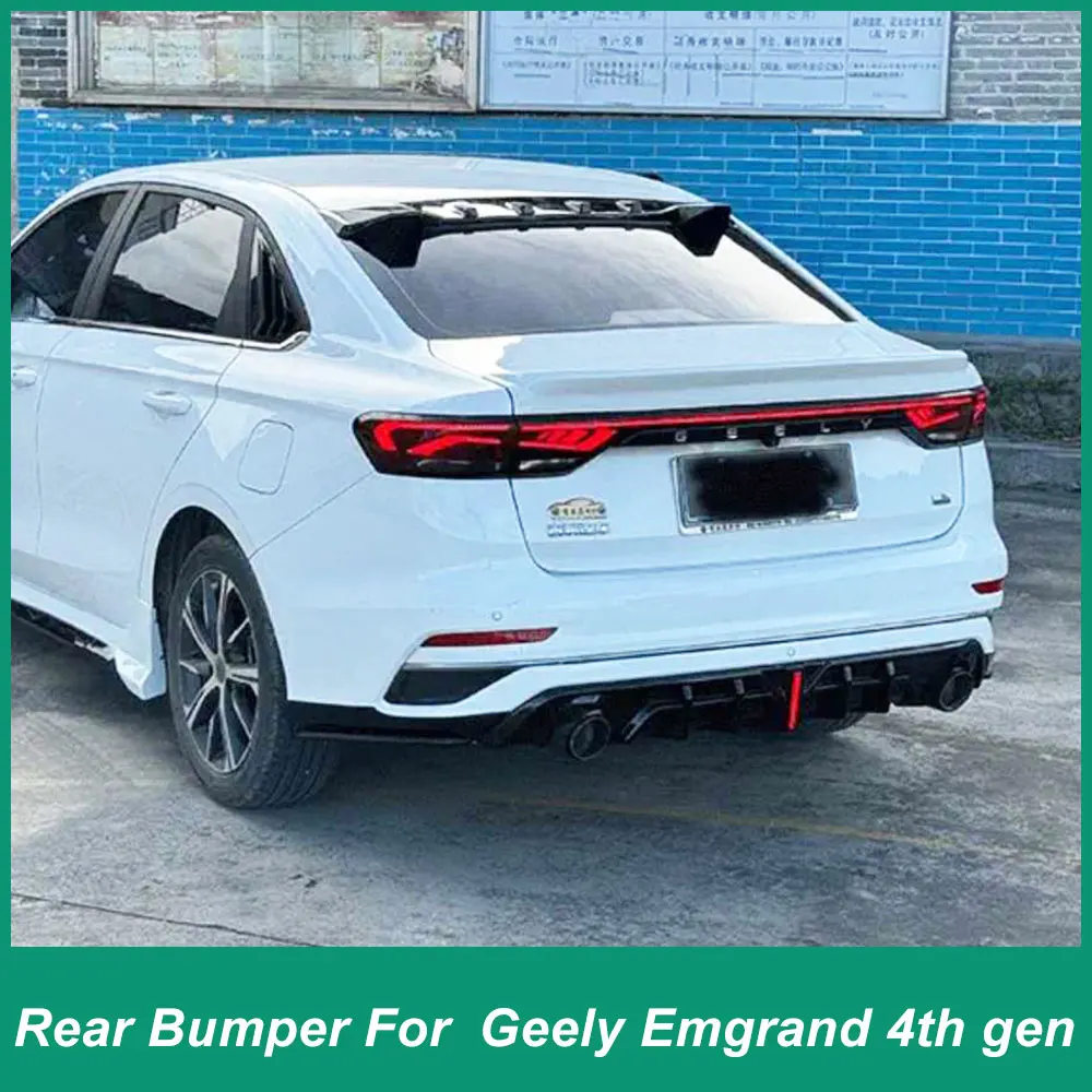 Фото Для Geely Emgrand 4-го поколения Proton S70 2022-2024 задний бампер Iip подбородок спойлер диффузор дефлектор автомобильный комплект ABS материал черный №1