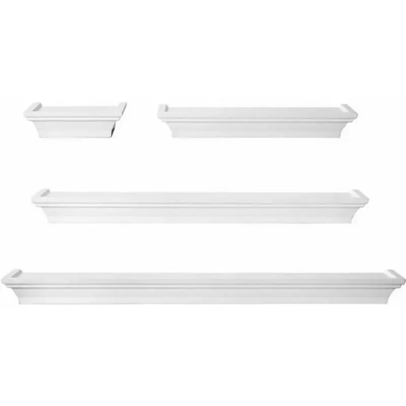 

Wall Mount Molding Ledge Shelves, Set of 4, White Bathroom shelves Bathroom shelves Organizers storage Storage Bathroom organize